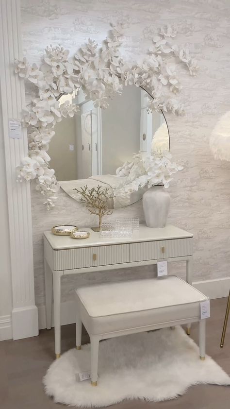 Your dream dressing room🤍 Come and see our magical dressing table setup in store and get inspiration for your own home📍Rowen Homes… | Instagram Large Mirror Dressing Table, Cream Dressing Table, Magical Dressing, Freestanding Dressing Table Mirror, Large White Dressing Table, White Dressing Tables With Drawers, Hamptons Bedroom, Rowen Homes, Dream Dressing Room