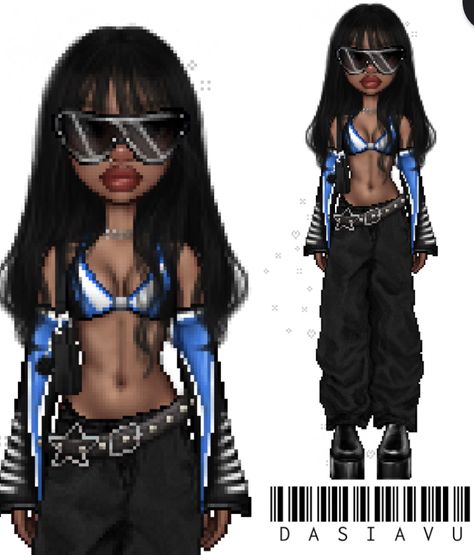 Y2k fit avi💙🤍 Black Bratz Doll Drawing, Cyberpunk Aesthetic Outfit, Futuristic Outfits, Cyberpunk Outfit, Bratz Doll Outfits, Aaliyah Style, Bratz Inspired Outfits, Fashion Gal, Shoes Outfit Fashion