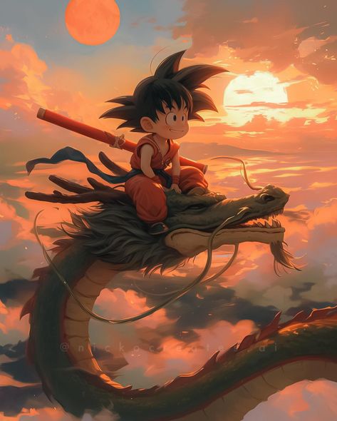 Dragon Ball Z Wallpaper Aesthetic, Dragon Ball Goku Wallpaper, Akita Toriyama, Goku With Dragon, Dragon Ball Z Wallpaper, Dragon Ball Poster, Dragon Ball Wallpaper, Pop Culture Tattoos, Pikachu Tattoo