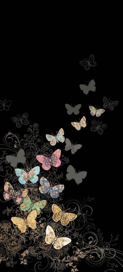 Phone Wallpapers Dark, Aesthetic Butterfly Wallpaper, Black Flowers Wallpaper, White Wallpaper For Iphone, Phone Wallpapers Vintage, Wallpapers Dark, Aesthetic Butterfly, Dark Background Wallpaper, Galaxies Wallpaper