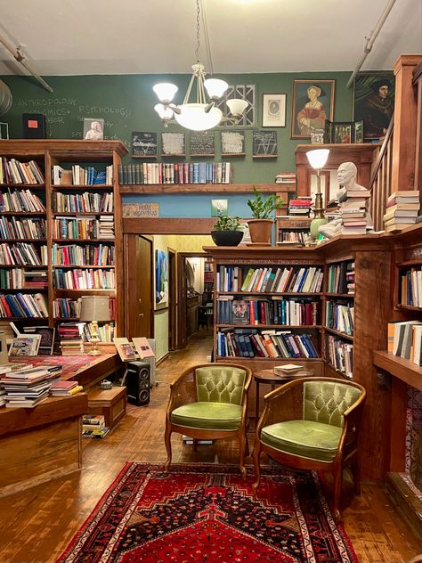 Small Bookstore Interior, Bookstore Worker Aesthetic, Bookstore Color Palette, Owning A Bookstore, Cottagecore Bookstore, Used Bookstore Aesthetic, Bookseller Aesthetic, Whimsical Bookstore, Cafe Bookstore Aesthetic