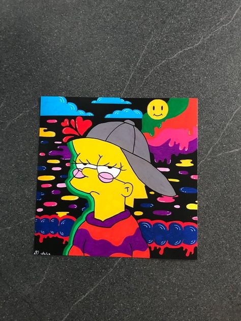 Lisa Simpson Aesthetic, Simpson Aesthetic, Carcase Iphone, Icons Lisa, Simpsons Drawings, Desen Realist, Trippy Painting, Hippie Painting, Simple Canvas Paintings