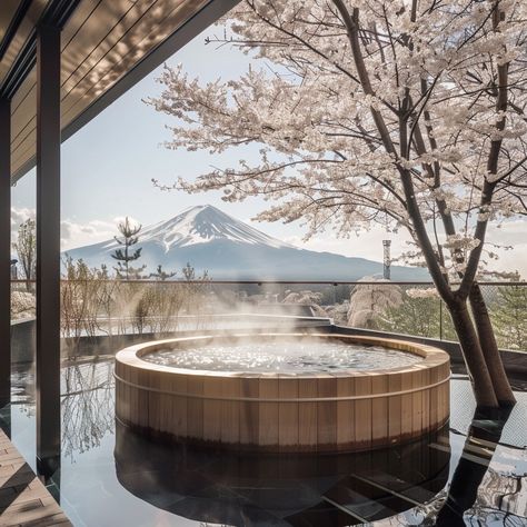 "Serene #OnsenView: A tranquil onsen experience with a stunning view of #Fuji amidst the #Sakura. #Relaxation #Tranquility #AIArt #AIPhoto #Stockcake ⬇️ Download and 📝 Prompt 👉 https://stockcake.com/i/serene-onsen-view_548787_885009" Onsen Aesthetic, Sunset Landscape Art, Onsen Bath, Onsen Japan, Japanese Onsen, Tokyo Aesthetic, Airbnb Promotion, Mountain Silhouette, Sunset Landscape