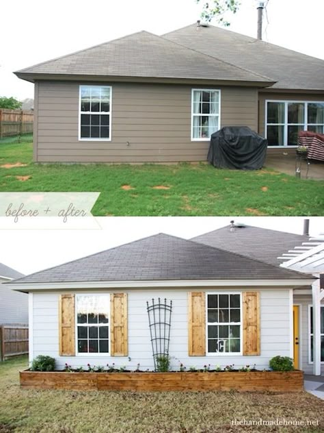 Easy Curb Appeal Ideas, Curb Appeal Easy, Shutters Diy, Film Decor, Diy Exterior, Diy Curb Appeal, Architecture Renovation, House Makeovers, Home Exterior Makeover