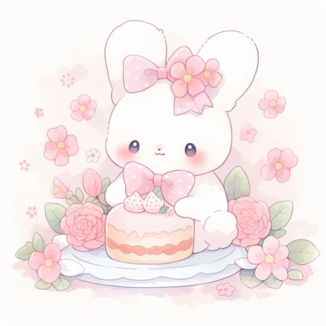 #cute #kawaii #animals #bunny Kawaii Bunny Aesthetic, Pink Rabbit Aesthetic, Cute Bunny Drawing Kawaii, Kawaii Bunny Drawing, Cute Bunny Painting, Bunny Icon, Chibi Bunny, Bunny Princess, Kawaii Easter