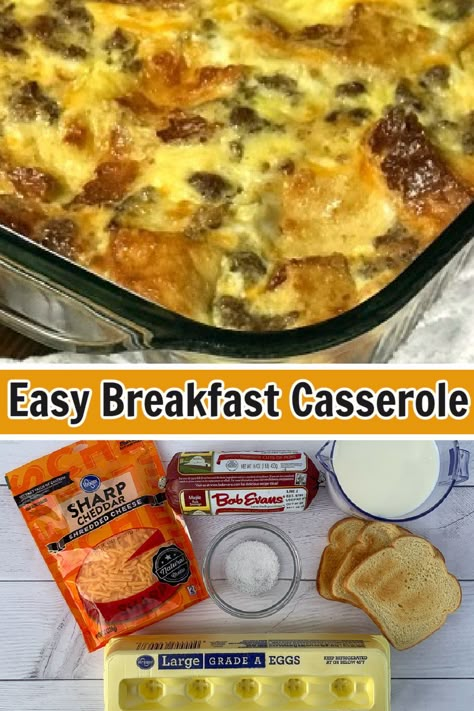 Eggbake Sausage With Bread, Link Sausage Recipes Breakfast Casserole, Egg Scramble Bake, Breakfast Casserole Bread, Sausage Casserole Breakfast, Egg Bake With Bread, Sausage Egg Cheese Casserole, Overnight Egg Bake, Egg And Sausage Casserole