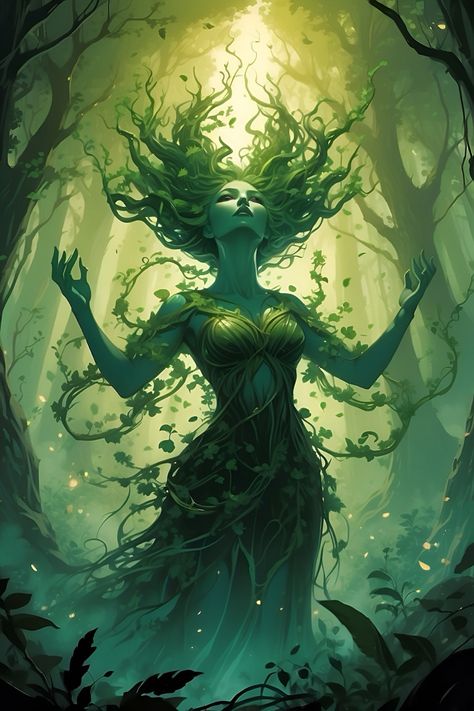 Mother Nature Goddess, Gaia Goddess, Different Face Shapes, Nature Goddess, Arte Steampunk, Nature Spirits, Forest Spirit, Fantasy Forest, Forest Creatures