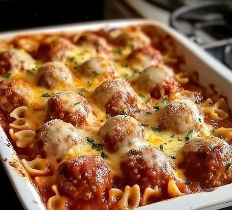 Dump And Bake Meatball Casserole, Chicken Croquettes Recipe, Beef Sausage Recipes, Meatball Pasta Bake, Meatball Casserole Recipe, Pink Lemonade Recipes, London Broil Recipes, Dump And Bake, Pasta Marinara