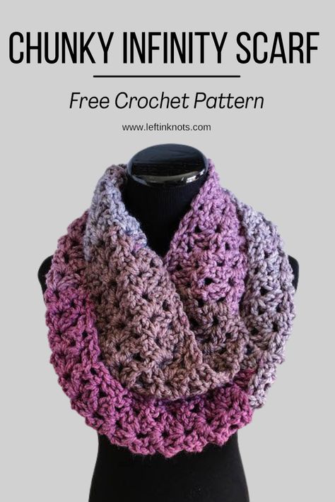 Super Bulky Yarn Patterns Crochet, Chunky Infinity Scarf Crochet, Chunky Scarf Crochet Pattern, Super Bulky Yarn Patterns, Free Crochet Halloween, Scarf Pattern Design, Crochet Halloween Patterns, Crochet Infinity Scarf Free Pattern, Chunky Yarn Crochet Pattern