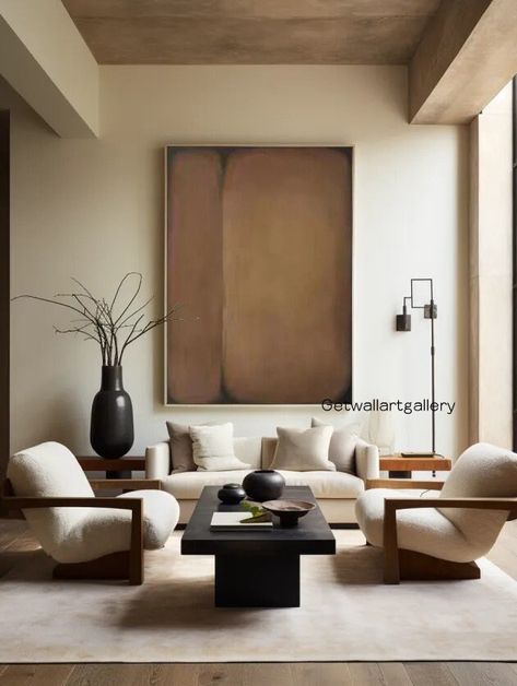 Brown Wabi-sabi Painting for Livingroom Decor Minimal Brown Art Earth Tone Color Canvas Art East Village Art Oversive Brown Minimalist Art - Etsy Brown Tones Living Room, Earth Tone House, Zen Foyer, Living Room Earth Tones, Modern Wabi Sabi Interiors, Living Room Render, Color Canvas Art, Wabi Sabi Living Room, Earth Tone Living Room