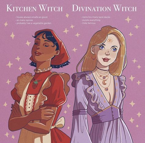 Types Of Witches Art, Witch Aesthetic Illustration, Kitchen Witch Art, Modern Witch Character Art, Kitchen Witch Character, Cute Witch Illustration, Teenage Witch Character Design, Which Witch, Witch Design