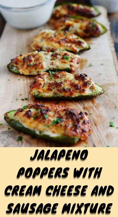 Sausage And Cream Cheese Stuffed Jalapenos, Sausage Stuff Jalapenos, Jalepeno Poppers Sausage, Stuffed Jalapenos With Sausage, Sausage Cream Cheese Peppers, Sausage Stuffed Jalapeños, Best Stuffed Jalapeno Peppers, Jalapeno Popper Dip With Sausage, Baked Stuffed Jalapeno Peppers