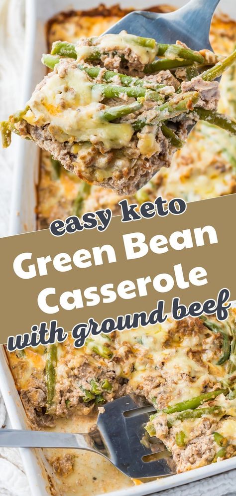 Nothing beats the comfort of a warm, creamy casserole, and this keto hamburger and green bean casserole ticks all the boxes. It combines juicy ground beef with tender green beans in a rich, creamy sauce that's both indulgent and comforting. This dish is an ideal choice for anyone following a low-carb, ketogenic diet or just anyone in need of a comforting meal that feels like a hug in a dish. It’s also incredibly easy to prepare, making it a great option for busy evenings. Green Bean Ground Beef Casserole, Hamburger And Green Bean Casserole, Keto Ground Beef And Green Beans, Keto Recipes Hamburger Ground Beef, Hamburger And Green Beans, Green Bean Stroganoff Keto, Hamburger And Green Beans Recipes, Low Carb With Ground Beef, Ground Beef And Green Beans Recipes