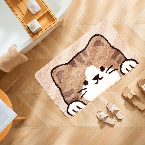 PRICES MAY VARY. 🐈 Adorable Cat-Themed Designs: Choose from various playful designs like a classic kitty face and a whimsical "Hello" with fish motifs to brighten any space—perfect for bathrooms, kitchens, or Airbnb decor. 🐈 Dimensions: Each mat measures 19.7" x 31.5" (50cm x 80cm), 0.6" (1.5 cm) thickness. Easy to place and fits seamlessly beside your tub or shower. 🐈 Easy to Clean & Maintain: Durable, machine washable, and designed to retain their color and texture, these mats are a practic Cat Themed Decor, Sanrio Home Decor, Cat Themed Nursery, Cat Themed Furniture, Cute Bathroom Themes, Cat Bathroom Decor, Cat Themed Bedroom, Theme Bathroom, Airbnb Decor