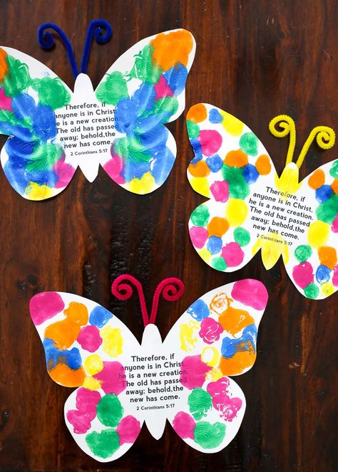 Butterfly Craft Preschoolers, New Creation Craft, New Beginnings Crafts For Kids, Prek Butterfly Crafts, March Childrens Church Lessons, Summer Church Crafts For Kids, Butterfly Art For Preschoolers, Preschool May Crafts, Butterfly Crafts For Preschoolers