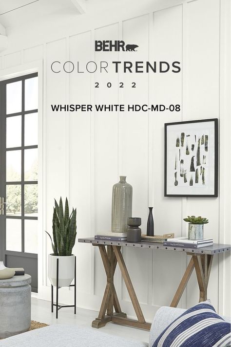 Channeling timeless elegance and contemporary appeal, Whisper White HDC-MD-98 adds refined class to any space. Click to explore the color! Behr Whisper White, Behr Color Trends, Behr Colors, Behr Paint, White Paint Colors, Whisper White, Stubborn Belly Fat, Color Of The Year, Wall Color