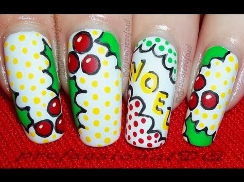 Christmas Pop Art Nails, Pop Art Christmas Nails, Goth Xmas, Pop Art Christmas, Pop Art Nails, Pop Art Decor, Style Nails, Finger Nail Art, Christmas Pops