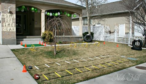 Football Birthday Party Ideas, Obstacle Course -  Nob Hill Flag Football Party, Football Birthday Party Ideas, Cheerleader Birthday, Kids New Years Eve, Sports Theme Birthday, Football Birthday Party, Football Themes, Sports Birthday, Football Birthday