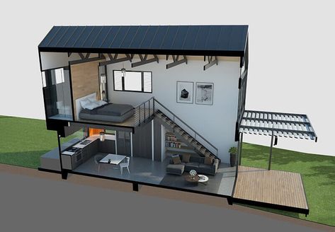 Loft Small Loft House Design, Small Loft House, Tiny Loft House, Loft Type House, Loft Exterior, Solar Pergola, Small Loft Apartments, Loft Type, Tiny Loft