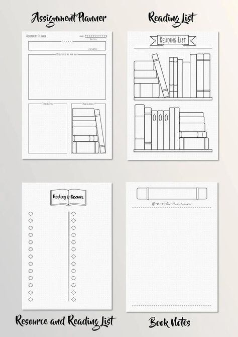 More than 50 Awesome Bullet Journal Printables to Help You be Creative with You're Short on Time Journal Printables Templates, Bujo Pages, Book Reading Journal, Student Planner Printable, Journal Layouts, Bullet Journal Printables, School Planner, Academic Planner, Student Planner