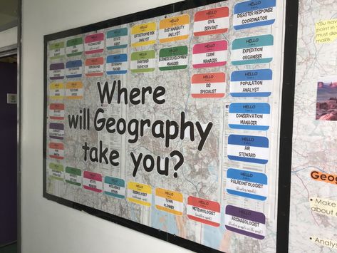 Geography display ideas – Mrs Geography Geography Bulletin Board Ideas, Geography Classroom Ideas, Geography Bulletin Boards, Geography Classroom Decor, Geography Bulletin Board, Geography Display, Classroom Displays Secondary, Geography Decor, High School Social Studies Classroom