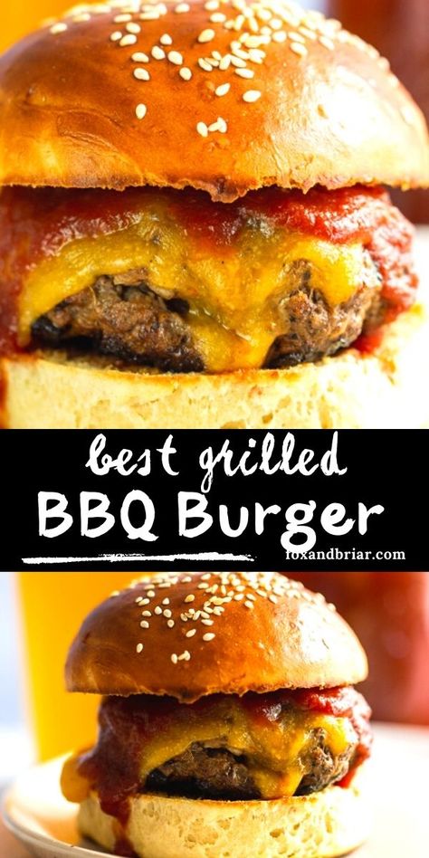 Best Bbq Burgers, Hamburger Recipes Grilled, Bbq Hamburgers Recipe Hamburger Patties, Burger Mix Ins, Bbq Burgers Recipes, Best Burgers On The Grill, Bbq Hamburger Recipe, Bbq Cheeseburgers, Boyfriend Meals