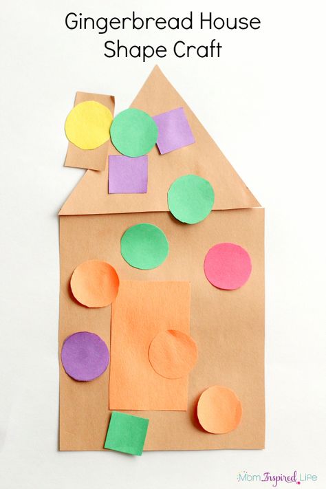 Gingerbread house shape craft for toddlers and preschoolers. A toddler Christmas craft. Christmas Crafts For Toddlers Preschool, Preschool Gingerbread, Gingerbread House Craft, Gingerbread Man Activities, Gingerbread Activities, Learn Shapes, December Crafts, Lesson Plans For Toddlers, Christmas Crafts For Toddlers