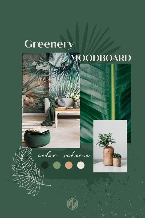 Leaf Mood Board, Jungle Mood Board, Moodboard Graphic Design, Tropical Moodboard, Moodboard Layout, Mood Board Fashion Inspiration, Green Resort, Interior Design Portfolio Layout, Interior Design Sketchbook