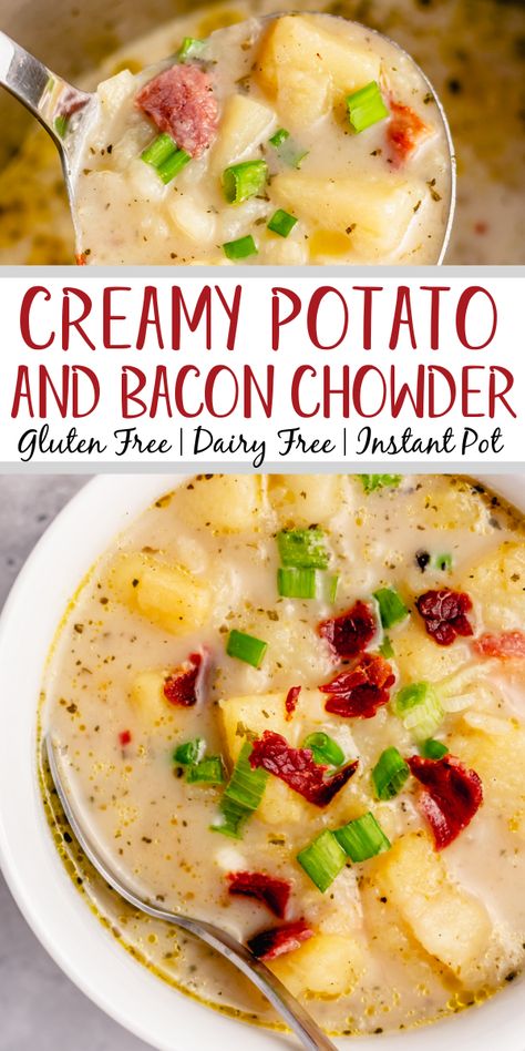 Gluten Free Potato Soup Instant Pot, Potato Bacon Soup Dairy Free, Whole 30 Potato Soup Crock Pot, Potato Soup Dairy Free Gluten Free, Aip Potato Soup, Dairy Free Soup Instant Pot, Healthy Potato Bacon Soup, Gluten Free Potato Bacon Soup, Potato Soup Paleo