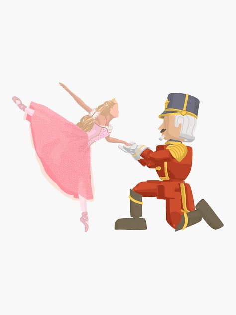 "Sugar Plum Princess and the Nutcracker" Sticker for Sale by alaynamadeline | Redbubble Nutcracker Widget, Nutcracker Ballet Illustration, Eloise Christmas, Nutcracker Drawing, Nutcracker Wallpaper, Sugar Plum Princess, Barbie Nutcracker, Colorful Coquette, Dance Wallpaper