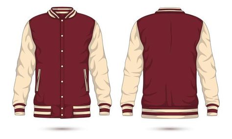 Two-tone varsity jacket mockup front and back view. Vector illustration 34368349 Vector Art at Vecteezy Varsity Jacket Template, Varsity Jacket Mockup, Jacket Mockup, Logo Banners, Cityscape Photos, Apa Aja, Back View, Layout Template, Photo Template