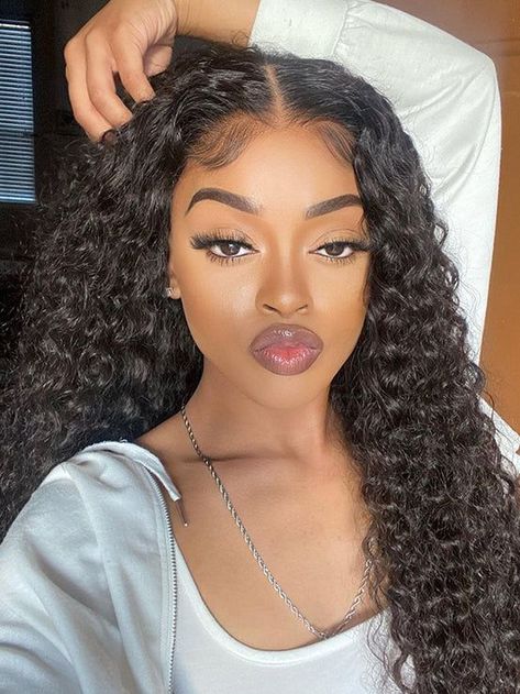 Wear And Go Glueless Curly Human Hair Lace Wigs Natural Color Density180 4x4 Pre Cut Lace Curly Human Hair Wigs Natural Hairline Deep Wave Wig, Glueless Lace Front Wigs, Wave Wig, Deep Wave Hairstyles, Beautiful Wigs, Human Hair Lace Wigs, Hair Collection, Wig Making, Hair Wear