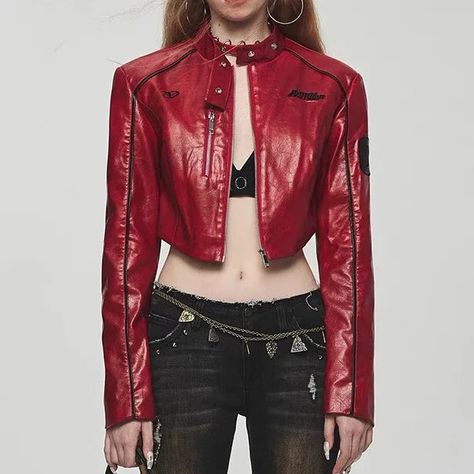 Material: Cotton, PU Leather. Trend Coat, Harajuku Clothes, Pleather Jacket, Motorcycle Suit, Retro Motorcycle, Coat Trends, Pu Leather Jacket, Retro Shorts, Classic Jacket