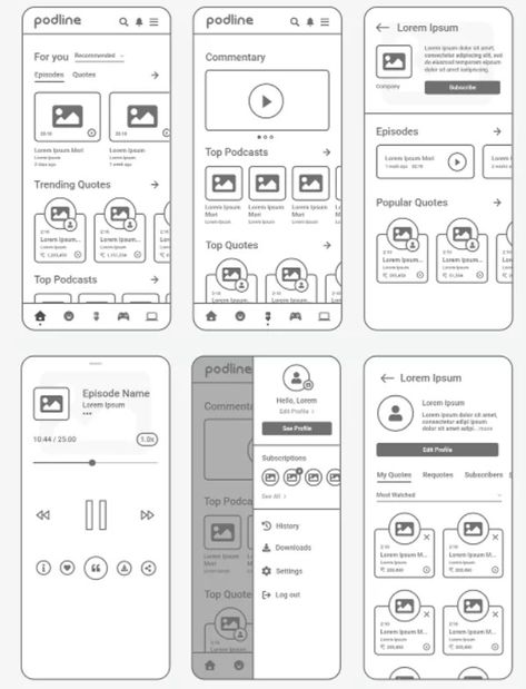 18 mobile app wireframe examples to inspire you App Design Template, Mobile Wireframe Design, App Wireframe Sketch, Paper Wireframe, Wireframe Design App, Mobile Ui Design Trends, Web Design Wireframe, Moodboard Graphic Design, Mobile App Wireframe