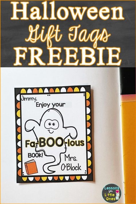 Free Halloween Gift Tags for Students Editable, Printable - Have 5 different editable Halloween gift tags to use for your students! Personalize them with your name and your students' names to make them extra special! Click to get the link for the free Halloween Gift Tags download. Free Halloween Gift Tags, Christmas Student Gift Tags, Pumpkin Learning Activities, Halloween Gifts For Students, Halloween Student, Pumpkin Learning, O Block, Student Gift Tags, Crazy Straws