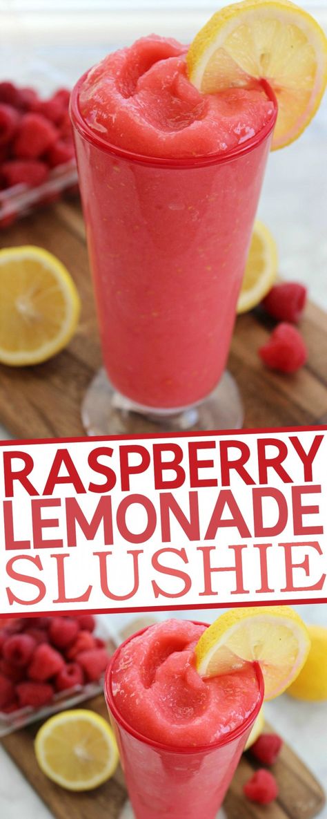 Raspberry Lemonade Slushie Recipe Raspberry Lemonade Slushie, Lemonade Slushie Recipe, Lemonade Slushie, Lemonade Slushies, Fancy Water, Herbalife Tea, Pineapple Lemonade, Slushie Recipe, Resep Smoothie