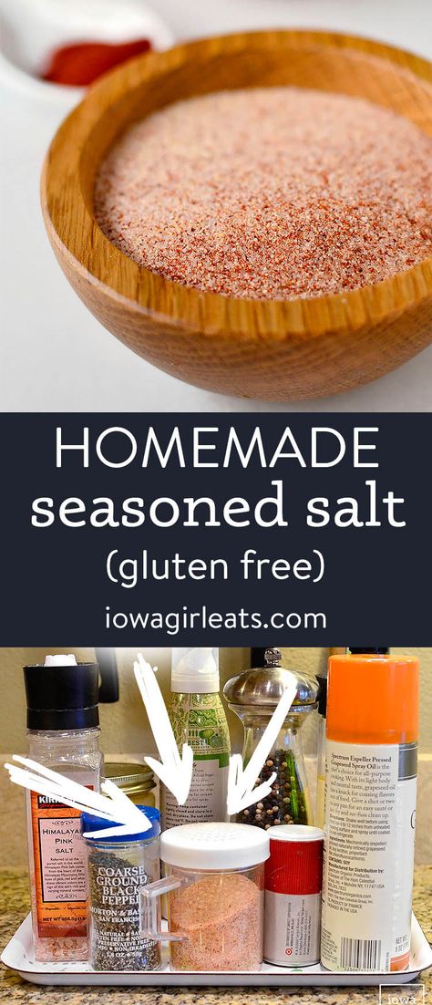 Add a dash of Homemade Gluten Free Seasoned Salt to just about anything to give it a boost of savory flavor. iowagirleats.com Homemade Seasoned Salt Recipe, Homemade Seasoning Salt Recipe, Homemade Season Salt, Season Salt Recipe, Seasoned Salt Recipe, Spice Combos, Homemade Seasoned Salt, Seasoning Salt Recipe, Gluten Free Chex