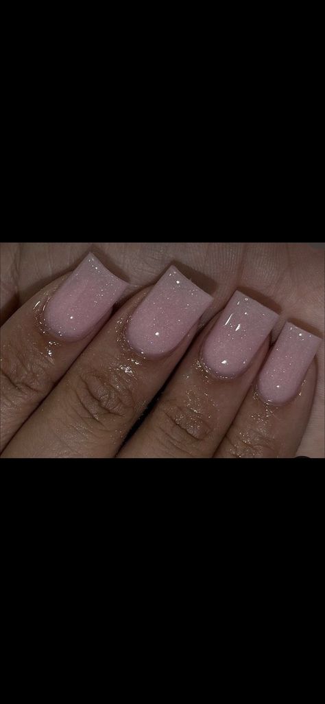 Simple But Sparkly Nails, Short Sparkly Nails Simple, Short Square Clear Nails, Simple Nails Prom, Short Sheer Nails, Sparkly Short Acrylic Nails, Blush Pink Acrylic Nails Short, Short Acrylic Nails Square Homecoming, Short Square Nails Sparkle