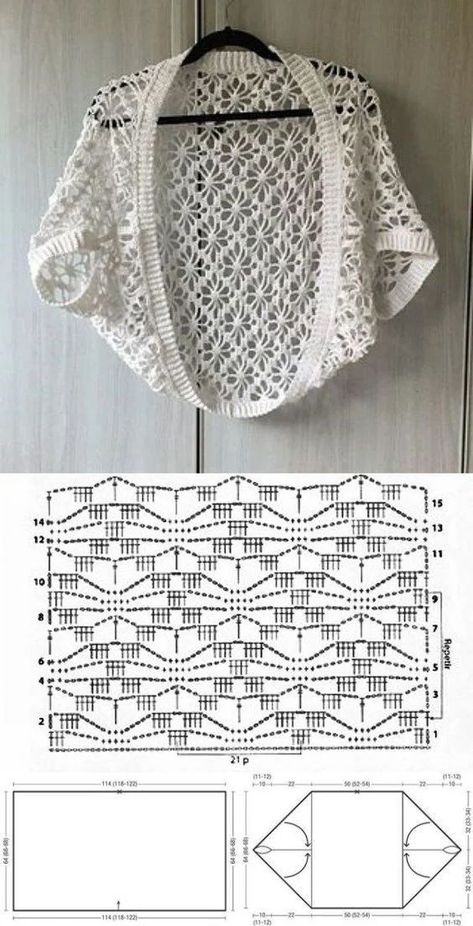 Pola Kardigan, Jaket Crochet, Háčkované Lemy, شال كروشيه, Gilet Crochet, Crochet Shrug Pattern, Crochet Ladies Tops, Crochet Bolero, Crochet Shrug