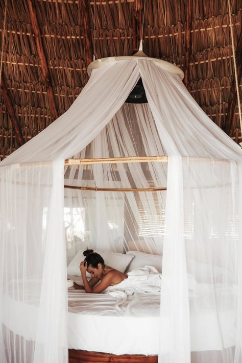 This modern canopy bed is making us wish we were on vacation... Modern Canopy Bed, Simple Bed Designs, Round Beds, Patio Canopy, Tent Lighting, Romantic Bedroom, Canopy Bed, Canopy Tent, Dream Rooms