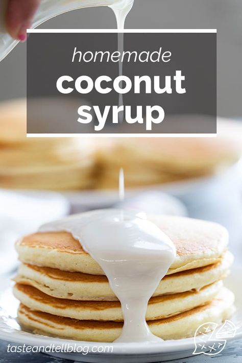 Excite your taste buds with this recipe for homemade coconut syrup. Discover the secret to creating this sweet and tropical syrup that perfectly complements pancakes, waffles, and desserts. It only takes a few simple ingredients and is ready in no time at all! Coconut Syrup, Homemade Syrup, Homemade Pancakes, Banana Pancakes, Pancake Recipe, Easy Homemade, Syrup, Waffles, Pancakes