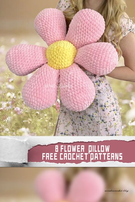 Get creative with these 8 flower pillow crochet patterns! 🌸🧶 They're all free and perfect for adding a touch of spring to your home decor. #crochetpatterns #freepatterns Flower Pillow Crochet, Crochet Flower Pillow, Flower Pillow Pattern, Crochet Pillow Patterns Free, Crochet Knit Blanket, Throw Pillow Pattern, Pillow Crochet, Crochet Patterns Free, Crochet Flowers Free Pattern