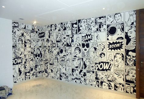 Wallpaper For Office, Office Wall Decor Ideas, Marvel Room, Doodle Wall, Office Wall Design, Office Decor Ideas, Barber Shop Decor, Otaku Room, Office Wallpaper