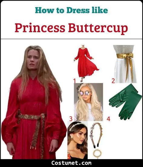 Princess Buttercup's (The Princess Bride) Costume for Cosplay & Halloween 2023 Buttercup Princess Bride Costume, Wesley And Buttercup Costume, Princess Bride Family Costume, Princess Bride Halloween Costumes, The Princess Bride Costumes, Princess Buttercup Costume, Princess Bride Characters, Buttercup Costume, Princess Bride Buttercup