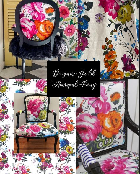 Designers Guild Fabric, Painterly Floral, Upholstery Projects, Silk Fabrics, Hall Design, Beautiful Colours, Pillow Collection, Designers Guild, Colorful Furniture