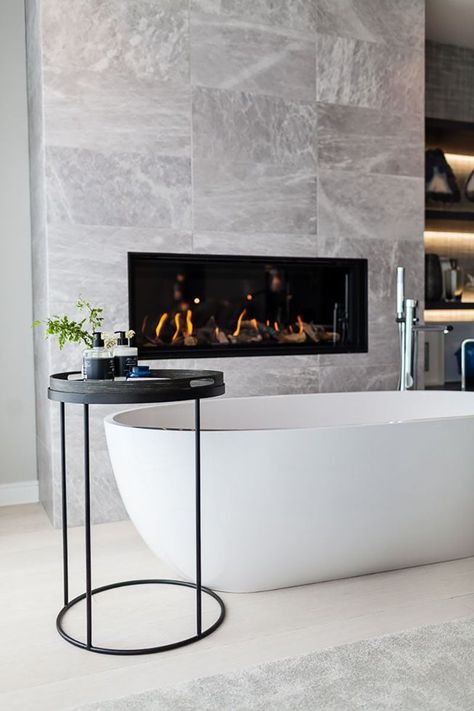 Luxury Bathroom Master, Contemporary Bathroom Design, Bathroom Fireplace, Contemporary Bathroom Designs, Master Bath Remodel, Contemporary Bathrooms, Bathroom Renos, Bathroom Remodel Master, Bath Remodel