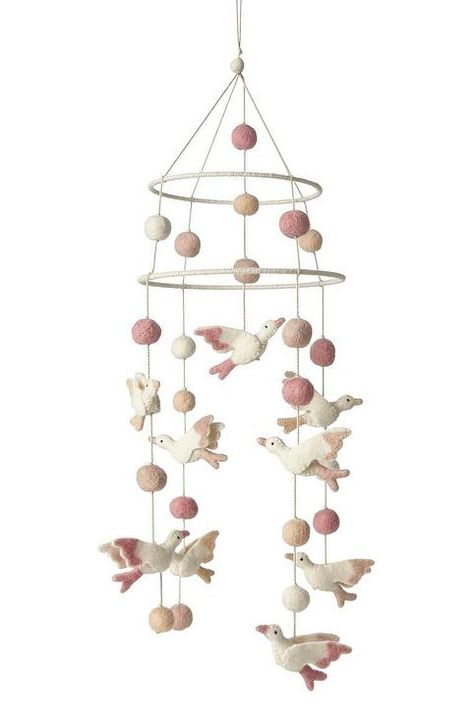 Pehr Pink Birds Wool Mobile Wool Mobile, Mobile Home Decor, Feather Mobile, Cheap Beach Decor, Cheap Rustic Decor, Pink Birds, Cheap Farmhouse Decor, Mobile Nursery, Star Nursery