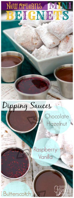 These Dipping Sauces are all so yummy! Chocolate Hazelnut, Butterscotch Caramel, and Vanilla Raspberry sauces are all especially good with our beignets. via @favfamilyrecipz Beignet Dipping Sauce Recipe, Beignet Dipping Sauce, Donut Dipping Sauce, Square Doughnut, Luscious Recipes, Butterscotch Caramel, Dessert Sauce, Sweet Dips, Dipping Sauces