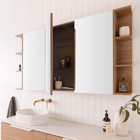 This ADP Glacier Pro Shelf Mirror Shaving Cabinet is perfect for organising your bathroom essentials. With its Glacier Pro shelf, you can easily store and access your toiletries, making your daily routine more convenient. Its sleek mirror design adds a touch of modern elegance to any bathroom.   Specifications  Available in the full selection of ADP silk and woodgrain cabinet finishes.    Excludes Polyurethane finishes.     Glacier Lite    models feature a Fresh White interior.   Glacier Pro Kids Mirror, Shelf Mirror, Bamboo Cabinets, Shaving Cabinet, Single Shelf, House Bathrooms, Bath Mirror, Bathroom Mirror Cabinet, Cabinet Style