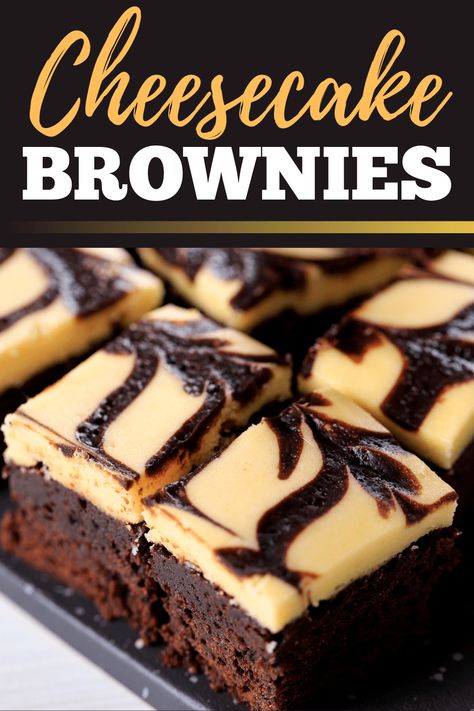 These cheesecake brownies combine two of your favorite desserts into one decadent treat! Learn how to make them, plus, get tips for the best brownies. Cheesecake Brownies From Box Recipes, Cheescake Brownies, Vegetarian Brownies, Brownie Packaging, The Best Brownies, The Best Cheesecake, Cheese Brownies, Gooey Brownies, Pecan Ice Cream